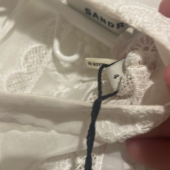 Sandro Ladies Lace Blouse Round Neck Ruffle Long Sleeve Top - Picture 7 of 11